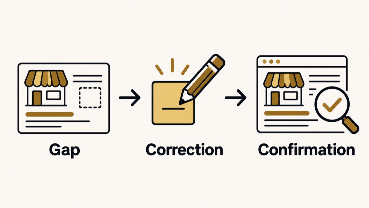 A specific information gap is corrected and then checked on the public page.