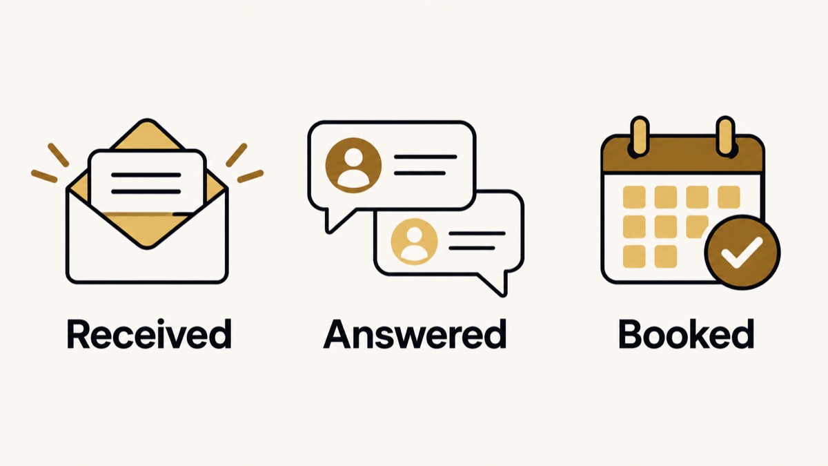 Receiving an inquiry, answering it and recording a booking are three separate outcomes.