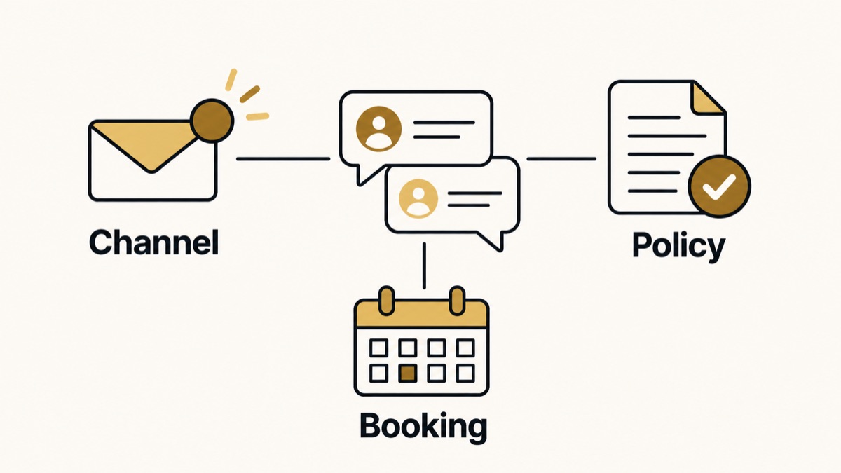 Customer handling depends on a connected channel, contact policy and booking destination.
