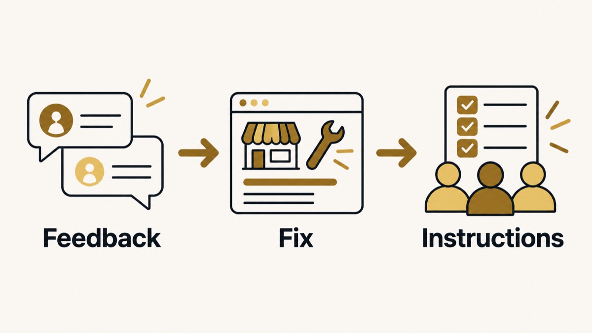 Customer feedback leads to a service fix and updated team instructions.
