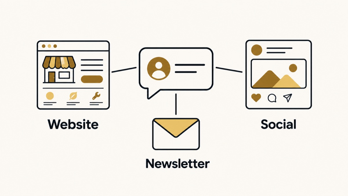 The same useful answer can be adapted for a website, social post and newsletter.